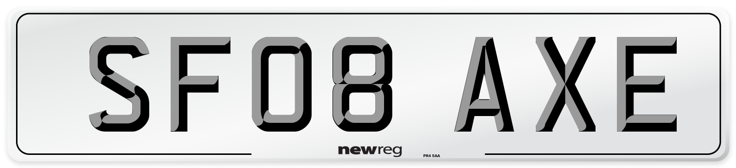 SF08 AXE Number Plate from New Reg